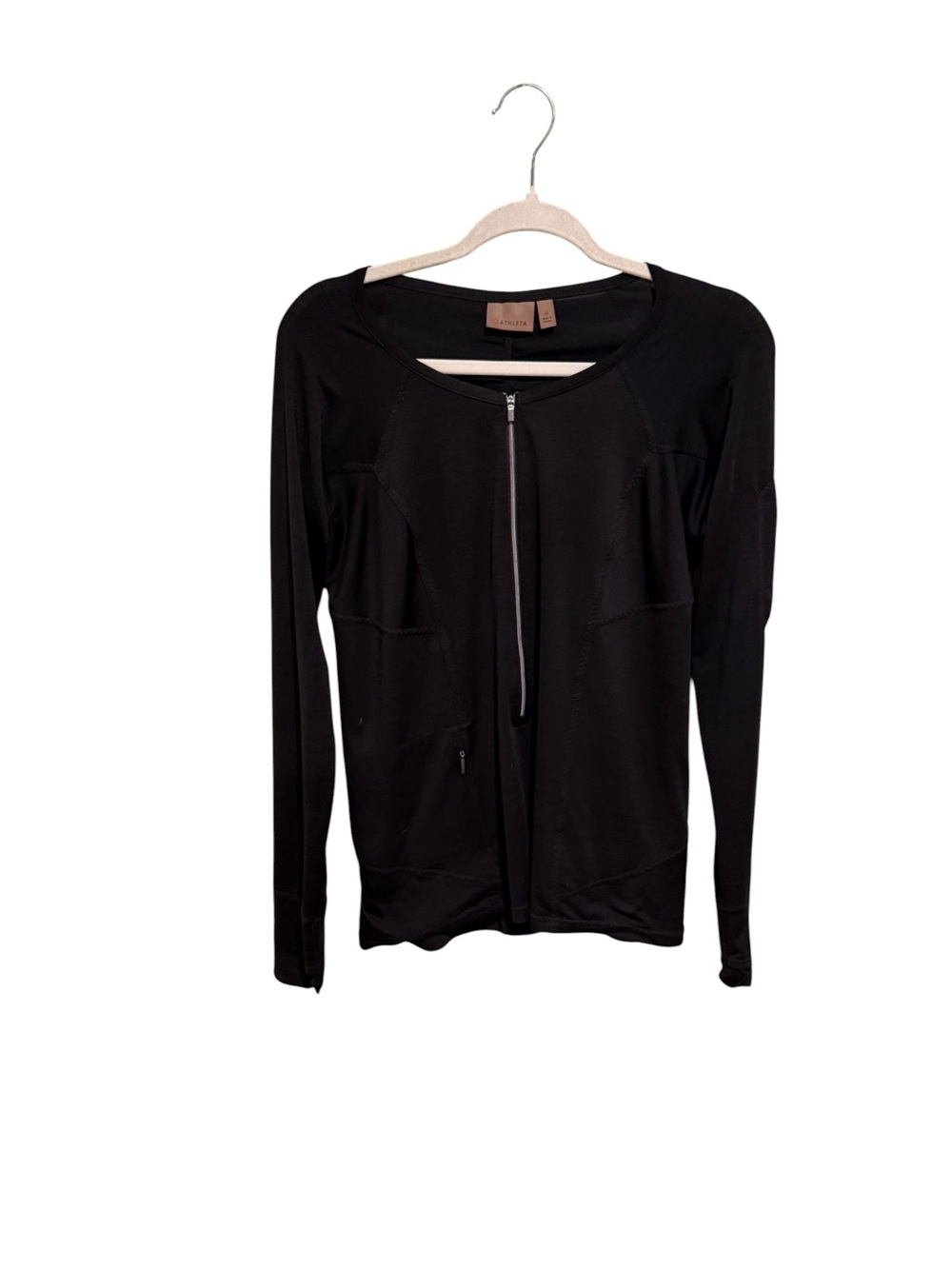 Athleta Pacifica Bold Black Full-Zip Lightweight Hoodie - Size Medium